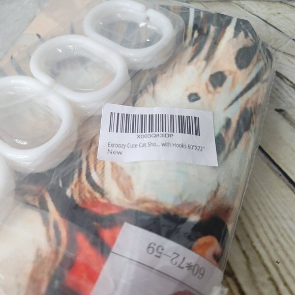 I Saw That Cute Cat Shower Curtain w Hooks 60 x 72" - Picture 3 of 5